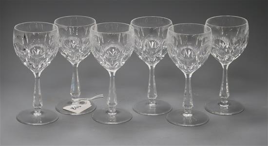 A set of six Waterford wine glasses height 16cm